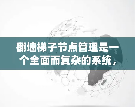 翻墙梯子节点管理是一个全面而复杂的系统，涉及多个方面，包括技术、安全和管理。以下是详细的步骤指南