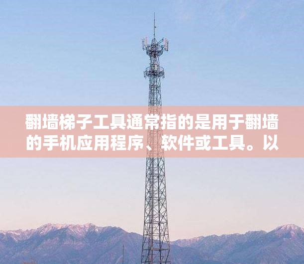 翻墙梯子工具通常指的是用于翻墙的手机应用程序、软件或工具。以下是一些可能与翻墙梯子工具相关的信息和步骤