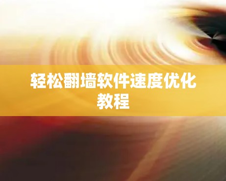 轻松翻墙软件速度优化教程
