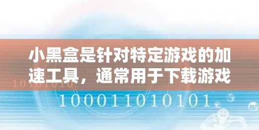 小黑盒是针对特定游戏的加速工具，通常用于下载游戏包到手机或电脑上。在海外游戏加速中，小黑盒可能有不同的应用和功能，以下是一个详细的总结
