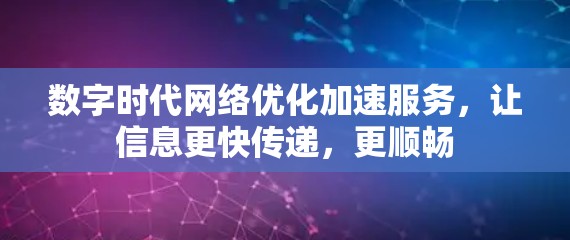 数字时代网络优化加速服务，让信息更快传递，更顺畅