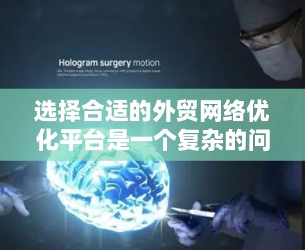 选择合适的外贸网络优化平台是一个复杂的问题，需要综合考虑多个因素。以下是一个清晰的指南，帮助你找到最适合的平台